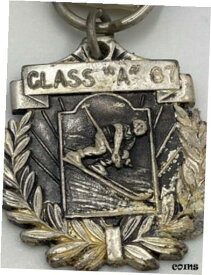 【極美品/品質保証書付】 アンティークコイン コイン 金貨 銀貨 [送料無料] 1967 Downhill Skiing Medal Class A With Ribbon Pin Red White Blue Pewter? Patina
