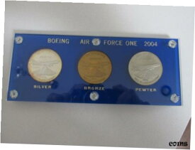 【極美品/品質保証書付】 アンティークコイン コイン 金貨 銀貨 [送料無料] Boeing AF1 2004 Silver/Bronze/Pewter Medal Set (1.5 Troy Ounce .999 Silver)