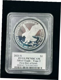 【極美品/品質保証書付】 アンティークコイン コイン 金貨 銀貨 [送料無料] 2021-S $1 US Silver Eagle Type 2 .999 Coin PCGS PR70CAM First Day of Issue