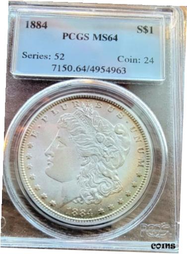 アンティークコイン コイン 金貨 銀貨 [送料無料] 1884 Morgan Silver Dollar. PCGS MS64. PQ Crescent Toning. Strong MS 64!のサムネイル