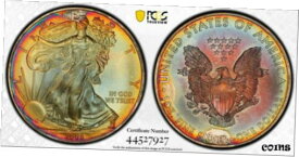 【極美品/品質保証書付】 アンティークコイン コイン 金貨 銀貨 [送料無料] 2008 $1 American Silver Eagle Monster Toned - PCGS MS67