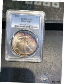 【極美品/品質保証書付】 アンティークコイン コイン 金貨 銀貨 [送料無料] 2002 American Silver Eagle ASE PCGS MS67 RARE STUNNING UNIQUE Rainbow Toned