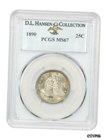 【極美品/品質保証書付】 アンティークコイン 硬貨 1890 25c PCGS MS67 ex: D.L. Hansen - Beautifully Toned Gem [送料無料] #oot-wr-010574-3610