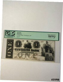 【極美品/品質保証書付】 アンティークコイン コイン 金貨 銀貨 [送料無料] US Obsolete Currency Citizens Bank Washington DC $1 1852