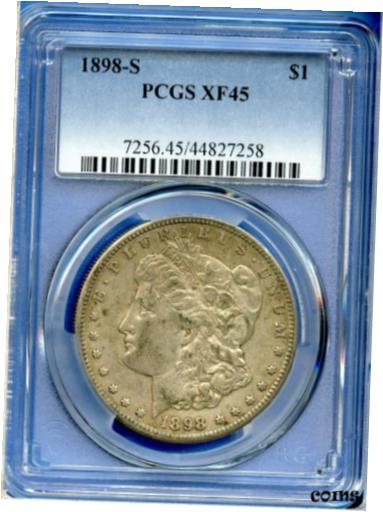 アンティークコイン コイン 金貨 銀貨 [送料無料] 1898 S PCGS XF45 Morgan Silver Dollar $1 US Mint Rare Date PCGS 1898-S XF-45のサムネイル
