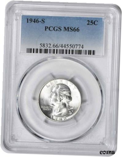 アンティークコイン コイン 金貨 銀貨 [送料無料] 1946-S Washington Quarter MS66 PCGS