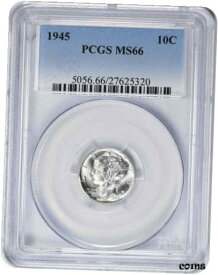 【極美品/品質保証書付】 アンティークコイン コイン 金貨 銀貨 [送料無料] 1945 Mercury Silver Dime MS66 PCGS