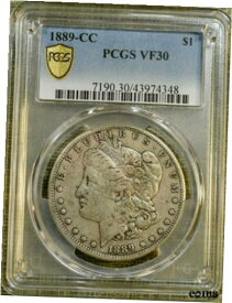 【極美品/品質保証書付】 アンティークコイン 金貨 1889-CC PCGS VF30 Morgan Dollar - Key Date - PCGS Gold Shield [送料無料] #got-wr-010576-411
