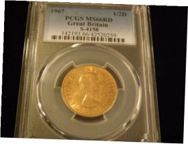 【極美品/品質保証書付】 アンティークコイン コイン 金貨 銀貨 [送料無料] 1967 1/2 D GREAT BRITAIN PCGS MS 66 RD