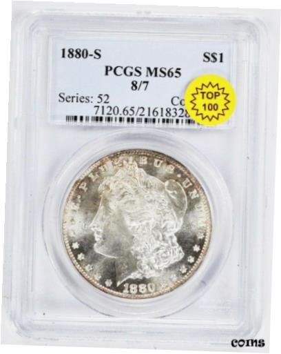 アンティークコイン コイン 金貨 銀貨 [送料無料] 1880-S Morgan Silver Dollar PCGS MS65 8/7 $1 Top 100 VAM varietyのサムネイル