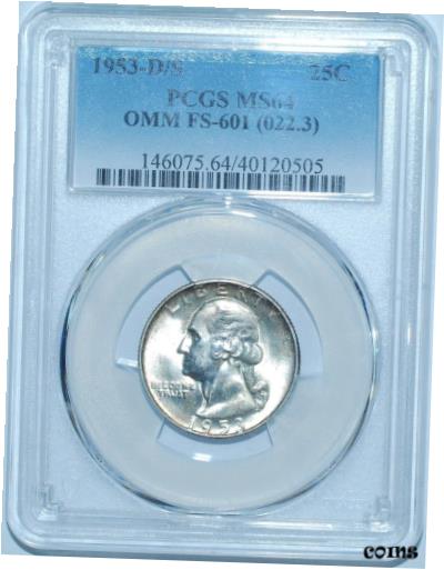 アンティークコイン コイン 金貨 銀貨 [送料無料] 1953 D/S PCGS MS64 FS-601 OMM-001 Washington Quarterのサムネイル