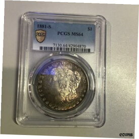 【極美品/品質保証書付】 アンティークコイン コイン 金貨 銀貨 [送料無料] 1881 S PCGS MS 64 4870 Morgan Silver Dollar Gold Shield Nice Toning