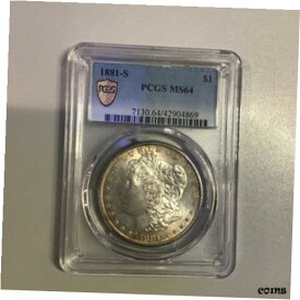 【極美品/品質保証書付】 アンティークコイン コイン 金貨 銀貨 [送料無料] 1881 S PCGS MS 64 4869 Morgan Silver Dollar Gold Shield Nice Toning Ships Free