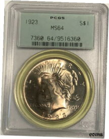 【極美品/品質保証書付】 アンティークコイン コイン 金貨 銀貨 [送料無料] 1923 PCGS MS64 PEACE DOLLAR OLD GREEN LABEL VERY NICE COIN
