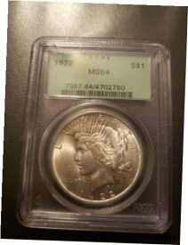 【極美品/品質保証書付】 アンティークコイン コイン 金貨 銀貨 [送料無料] 1922 Peace Silver Dollar PCGS MS 64 *Green Label *