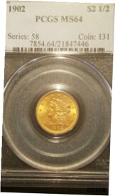 【極美品/品質保証書付】 アンティークコイン 金貨 1902 $2.50 Gold Quarter Eagle * PCGS MS64 * Mintage 133,540 [送料無料] #got-wr-010649-280