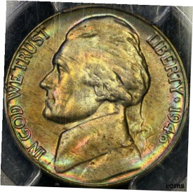 【極美品/品質保証書付】 アンティークコイン コイン 金貨 銀貨 [送料無料] True Rainbow Toned PCGS MS64+ 1946 D Jefferson Nickel 5c PQ Color Plus Grade