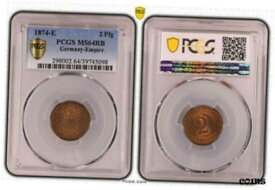 【極美品/品質保証書付】 アンティークコイン コイン 金貨 銀貨 [送料無料] Empire 2 Pfennig 1874 E PCGS MS64RB 51618