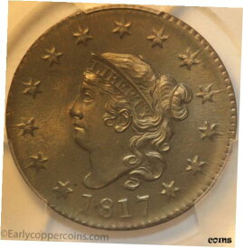 【極美品/品質保証書付】 アンティークコイン 硬貨 1817 N8 Coronet Large Cent 13 Stars PCGS MS64BN GORGEOUS Greenie CC1 with Mouse! [送料無料] #oot-wr-010676-3551