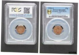 【極美品/品質保証書付】 アンティークコイン コイン 金貨 銀貨 [送料無料] Weimar 1 Pfennig 1936 A Mint State PCGS MS64RB (37480)