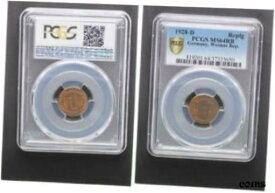 【極美品/品質保証書付】 アンティークコイン コイン 金貨 銀貨 [送料無料] Weimar 1 Pfennig 1928 D Mint State PCGS MS64RB (37481)