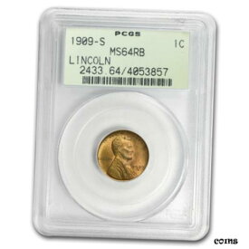 【極美品/品質保証書付】 アンティークコイン コイン 金貨 銀貨 [送料無料] 1909-S Lincoln Cent MS-64 PCGS (Red/Brown) - SKU#22077