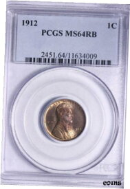 【極美品/品質保証書付】 アンティークコイン コイン 金貨 銀貨 [送料無料] BU 1912 Lincoln Wheat Cent Penny PCGS MS64RB Looks RED FREE SHIPPING APK