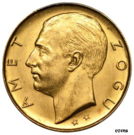 【極美品/品質保証書付】 アンティークコイン 金貨 Albania 1927-R Zog 1 Gold 100 Franga PCGS MS-63 Mintage: 5,000 [送料無料] #got-wr-010707-615