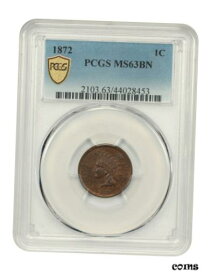 【極美品/品質保証書付】 アンティークコイン 硬貨 1872 1c PCGS MS63 BN - Key Date - Indian Cent - Key Date [送料無料] #oot-wr-010711-1032