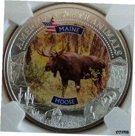 【極美品/品質保証書付】 アンティークコイン コイン 金貨 銀貨 [送料無料] 2021 Cook Islands $5 Maine Moose NGC MS70 Silver OZ State Animal 999
