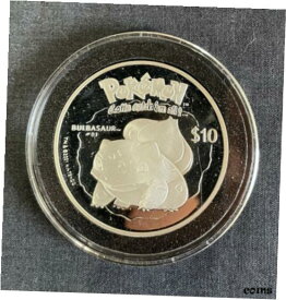 【極美品/品質保証書付】 アンティークコイン コイン 金貨 銀貨 [送料無料] Pokemon Silver 999 Coin - Bulbasaur #001 - 2001 Vintage Niue Currency $10