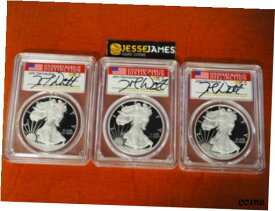 【極美品/品質保証書付】 アンティークコイン 銀貨 2020 W PROOF SILVER EAGLE PCGS PR70 DCAM DANNREUTHER SIGNED 3 COIN LOCATION SET [送料無料] #sct-wr-010843-219