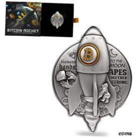 【極美品/品質保証書付】 アンティークコイン コイン 金貨 銀貨 [送料無料] BITCOIN ROCKET 2022 1 OZ Pure Silver Antiqued Coin - CHAD