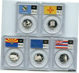 【極美品/品質保証書付】 アンティークコイン コイン 金貨 銀貨 [送料無料] 2008 S SILVER (Hawaii AK NM AZ OK) Flag 5 Coin Proof Set PCGS PR70DCAM Quarter