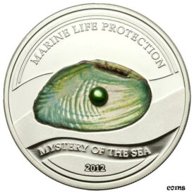 【極美品/品質保証書付】 アンティークコイン コイン 金貨 銀貨 [送料無料] Palau 2012 Mystery of the Sea Marine Life Protection Green Pearl Silver Coin