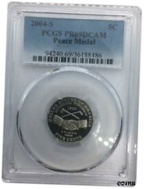 【極美品/品質保証書付】 アンティークコイン コイン 金貨 銀貨 [送料無料] 2004-S PCGS PR69DCAM Jefferson PEACE MEDAL Nickel Faded Label