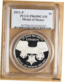 【極美品/品質保証書付】 アンティークコイン コイン 金貨 銀貨 [送料無料] 2011 P Medal of Honor Commemorative Silver Dollar PCGS PR69DCAM