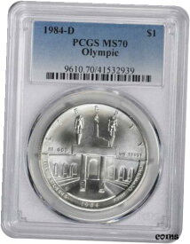 【極美品/品質保証書付】 アンティークコイン 銀貨 1984-D Olympic Silver Commemorative Dollar MS70 PCGS Mint State 70 [送料無料] #sot-wr-010922-1125
