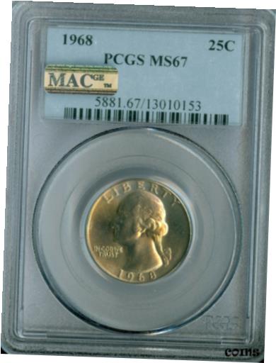 アンティークコイン コイン 金貨 銀貨 [送料無料] 1968 WASHINGTON QUARTER PCGS MAC MS67 PQ SPOTLESS RARE .