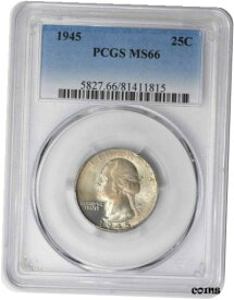 【極美品/品質保証書付】 アンティークコイン 銀貨 1945 Washington Silver Quarter MS66 PCGS [送料無料] #sot-wr-010925-2363