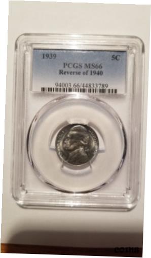 【極美品/品質保証書付】 アンティークコイン 硬貨 1939 Jefferson Nickel - PCGS MS66 - REVERSE OF 1940 [送料無料] #oot-wr-010925-633：金銀プラチナ ワールドリソース