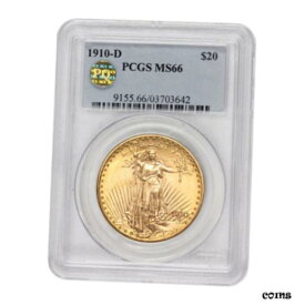 【極美品/品質保証書付】 アンティークコイン 金貨 1910-D $20 Saint Gaudens PCGS MS66 PQ Gold Double Eagle gem graded Denver coin [送料無料] #gct-wr-010943-1659