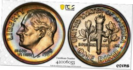 【極美品/品質保証書付】 アンティークコイン コイン 金貨 銀貨 [送料無料] 1987 Roosevelt Dime PCGS MS65 Rainbow Album Toned Registry Coin 10C TV