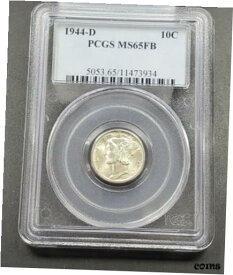 【極美品/品質保証書付】 アンティークコイン コイン 金貨 銀貨 [送料無料] 1944 D Mercury Silver Dime Coin PCGS MS65 FB Gem BU FSB Full Band