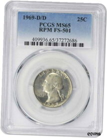 【極美品/品質保証書付】 アンティークコイン 硬貨 1969-D/D Washington Quarter RPM FS-501 MS65 PCGS [送料無料] #oot-wr-010945-1864