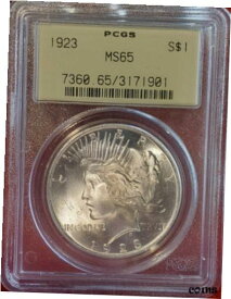 【極美品/品質保証書付】 アンティークコイン コイン 金貨 銀貨 [送料無料] 1923 PEACE Dollar $1 Graded Coin PCGS OLD GREEN HOLDER Slab MS65 Gem Unc OGH