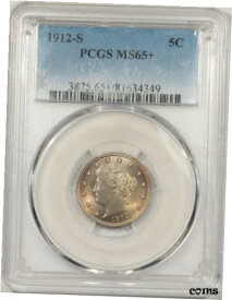 【極美品/品質保証書付】 アンティークコイン 硬貨 1912-S LIBERTY NICKEL - PCGS MS-65+ SUPER PREMIUM QUALITY, STUNNING! [送料無料] #oot-wr-010946-1656