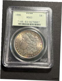 【極美品/品質保証書付】 アンティークコイン コイン 金貨 銀貨 [送料無料] PCGS MS63 1886 P MORGAN SILVER DOLLAR RAINBOW TONED-OLD GREEN HOLDER