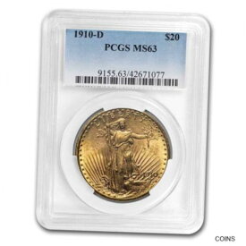 【極美品/品質保証書付】 アンティークコイン 金貨 1910-D $20 Saint-Gaudens Gold Double Eagle MS-63 PCGS - SKU #54304 [送料無料] #got-wr-010998-5165