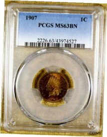 【極美品/品質保証書付】 アンティークコイン 硬貨 1907 PCGS MS63 BN Indian Cent - PQ !!! - Looks Red & Brown To Me [送料無料] #oot-wr-010998-5579
